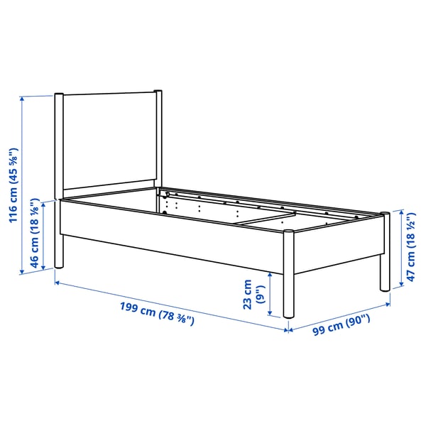 TONSTAD Bed frame, oak veneer/Luröy, Standard Single