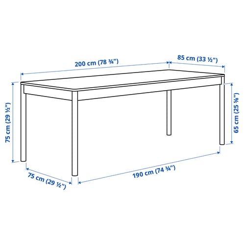 TONSTAD Table and 6 chairs, off-white/Tonerud dark beige, 200x85 cm