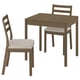 TONSTAD / TONSTAD Table and 2 chairs, brown oak veneer/brown oak effect Fridtuna light beige, 80/120x70 cm