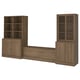 Option: TONSTAD TV storage combination, brown stained oak veneer/clear glass, 381x47x201 cm