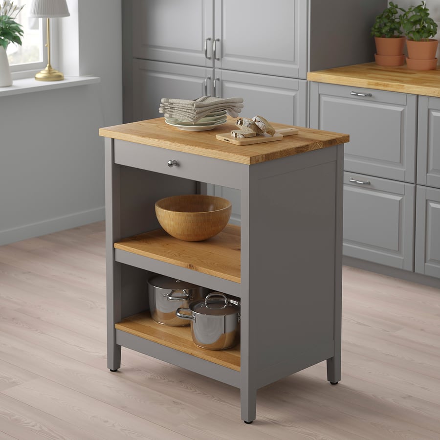 TORNVIKEN grey, oak, kitchen island, width 72 cm IKEA