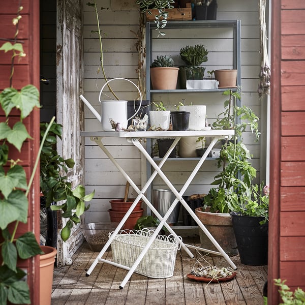 TORPARÖ Table, in/outdoor, white/foldable, 70x42 cm
