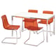TORSBY / TOBIAS Table and 4 chairs, high-gloss/white chrome-plated/chrome-plated brown/red