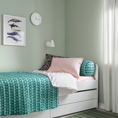 TRÄDSOVARE Bedspread, turquoise, 150x220 cm