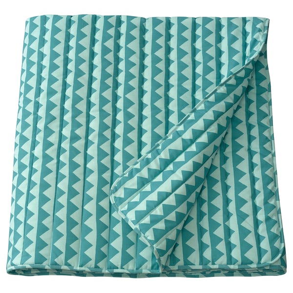 TRÄDSOVARE Bedspread, turquoise, 150x220 cm