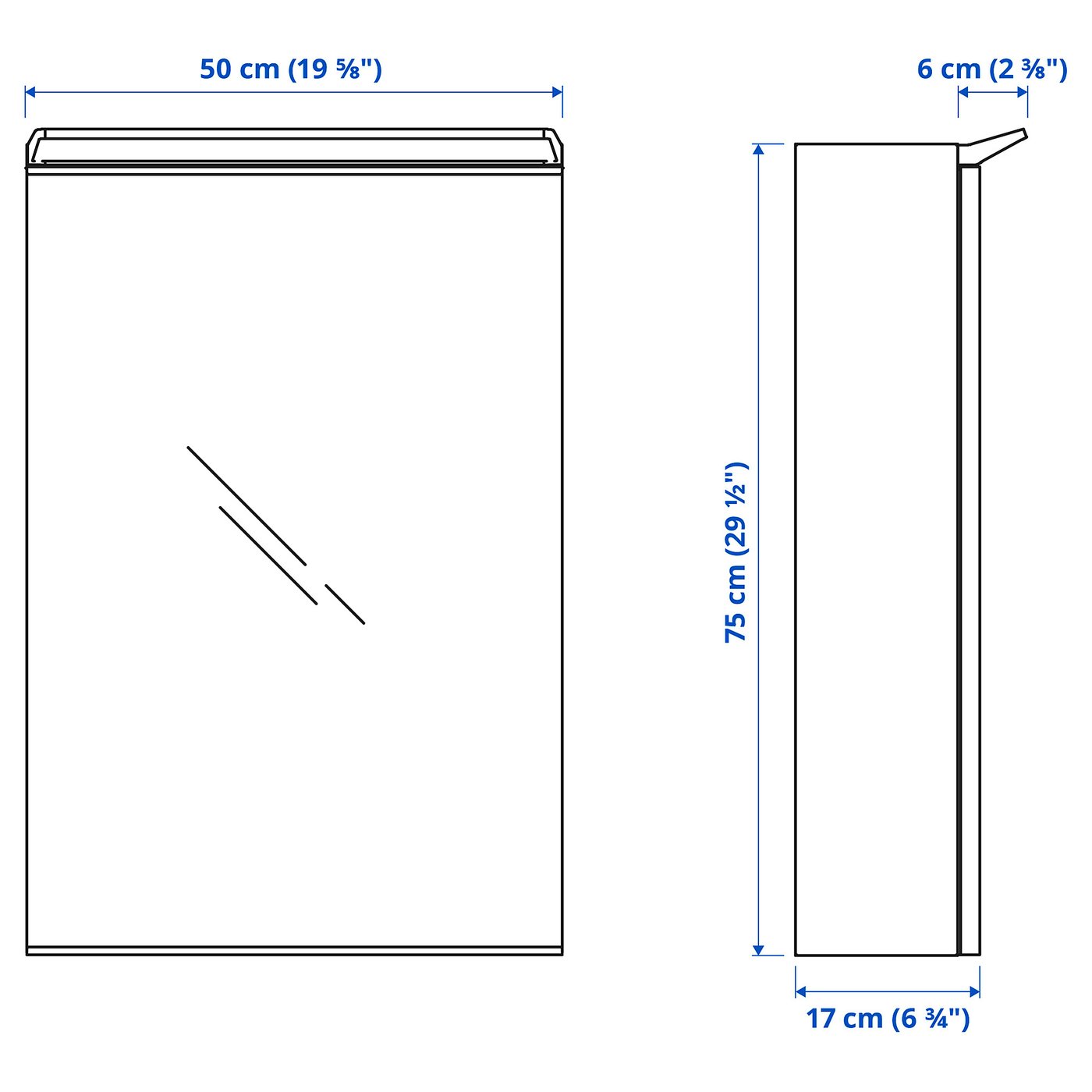 TREASJÖN mirror cabinet 1 door/built-in lighting, 50x17x75 cm