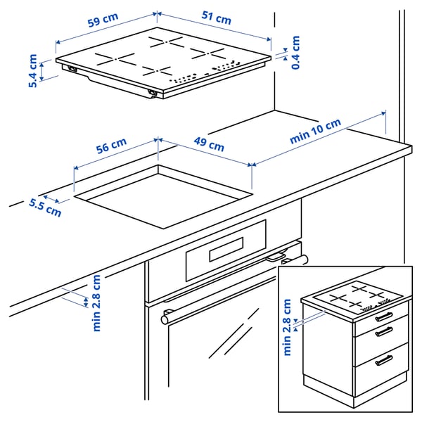 TREVLIG Induction hob, IKEA 300 black, 59 cm