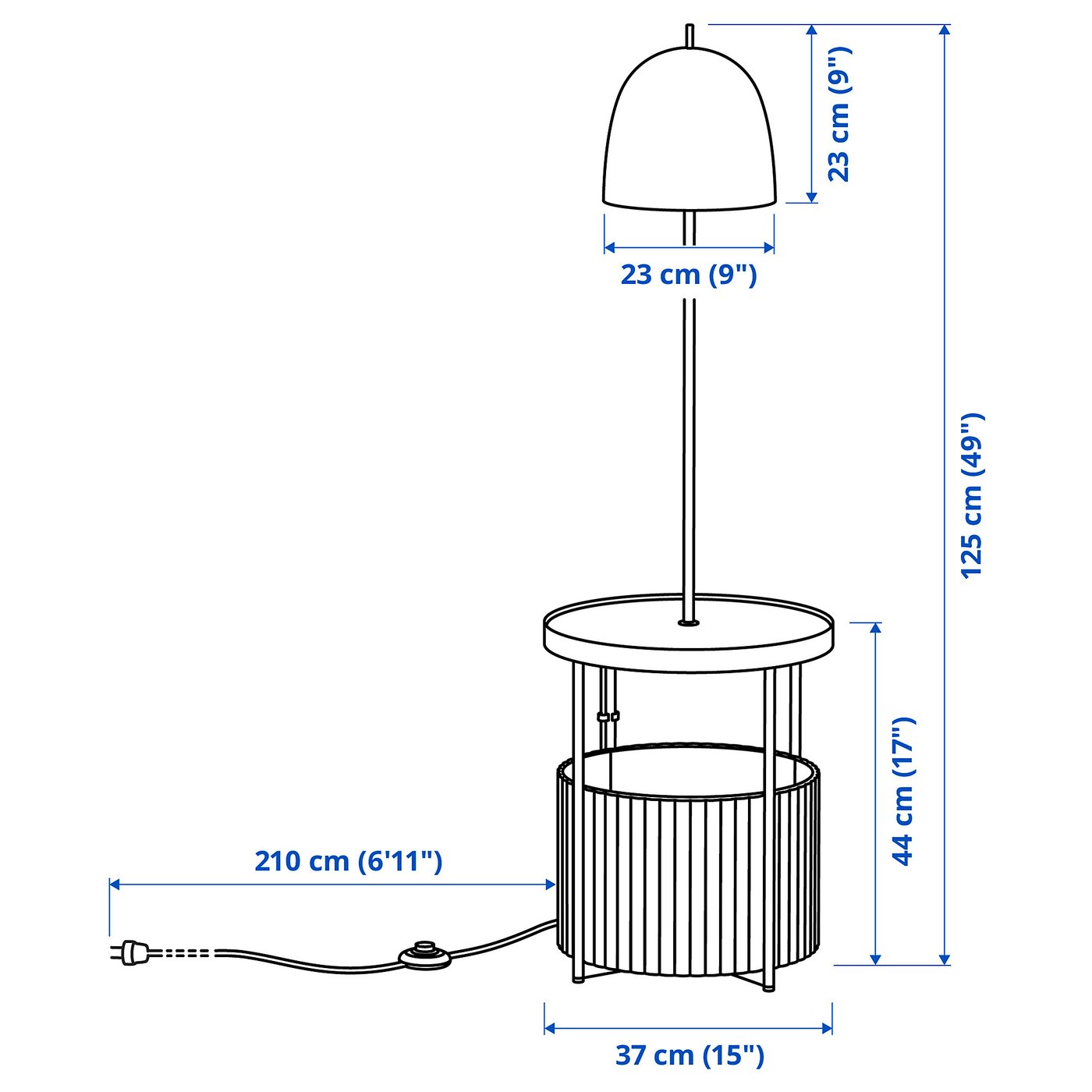 TRINDSNÖ Floor lamp - white metal/birch veneer