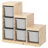 TROFAST Storage combination, light white stained pine/grey, 94x44x91 cm