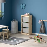 TROFAST Storage combination with boxes, light white stained pine/grey, 44x30x91 cm