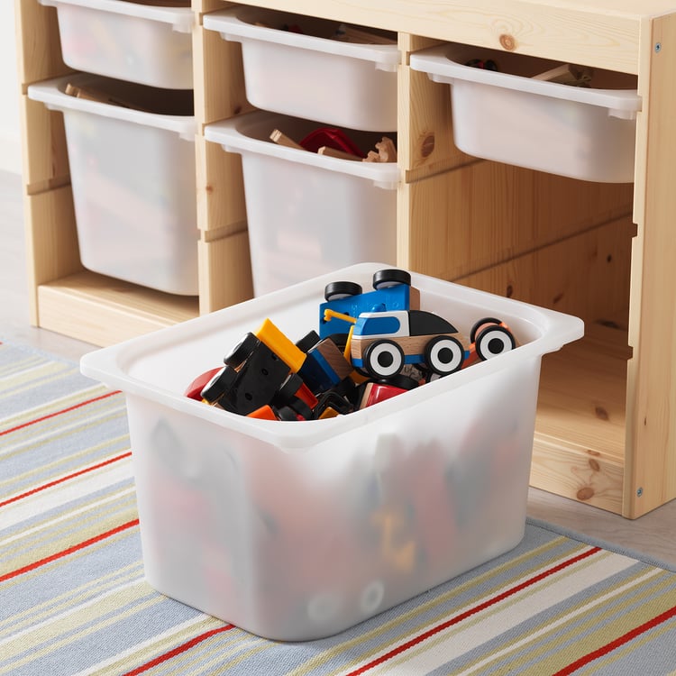 TROFAST storage combination with boxes, light white stained pine/white, 93x44x52 cm IKEA