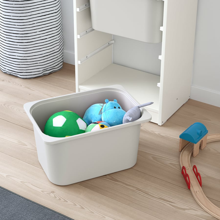 TROFAST storage combination with boxes, white/white grey, 46x30x94 cm