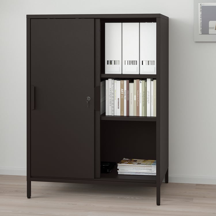 TROTTEN with sliding doors, anthracite, 160x110 cm IKEA