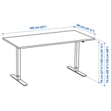 TROTTEN Desk sit/stand, white, 160x80 cm