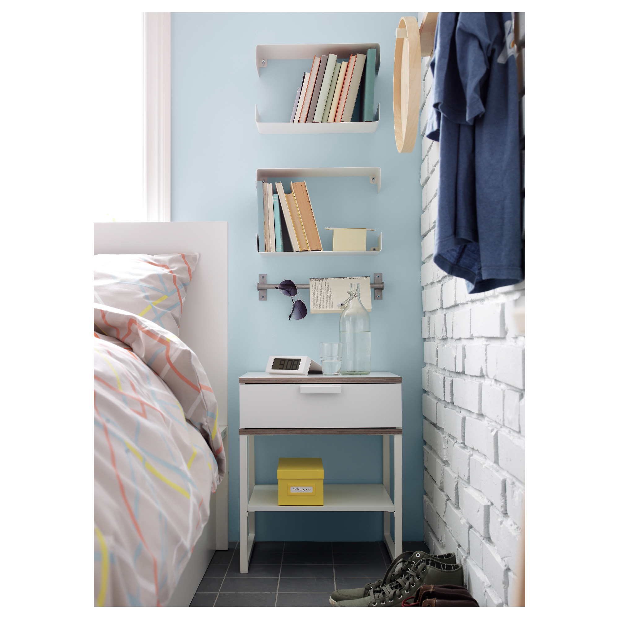 TRYSIL white, light grey, Bedside table, 45x40 cm IKEA