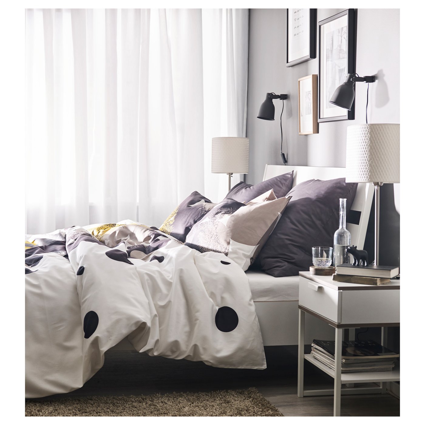 TRYSIL white, light grey, Bedside table, 45x40 cm IKEA