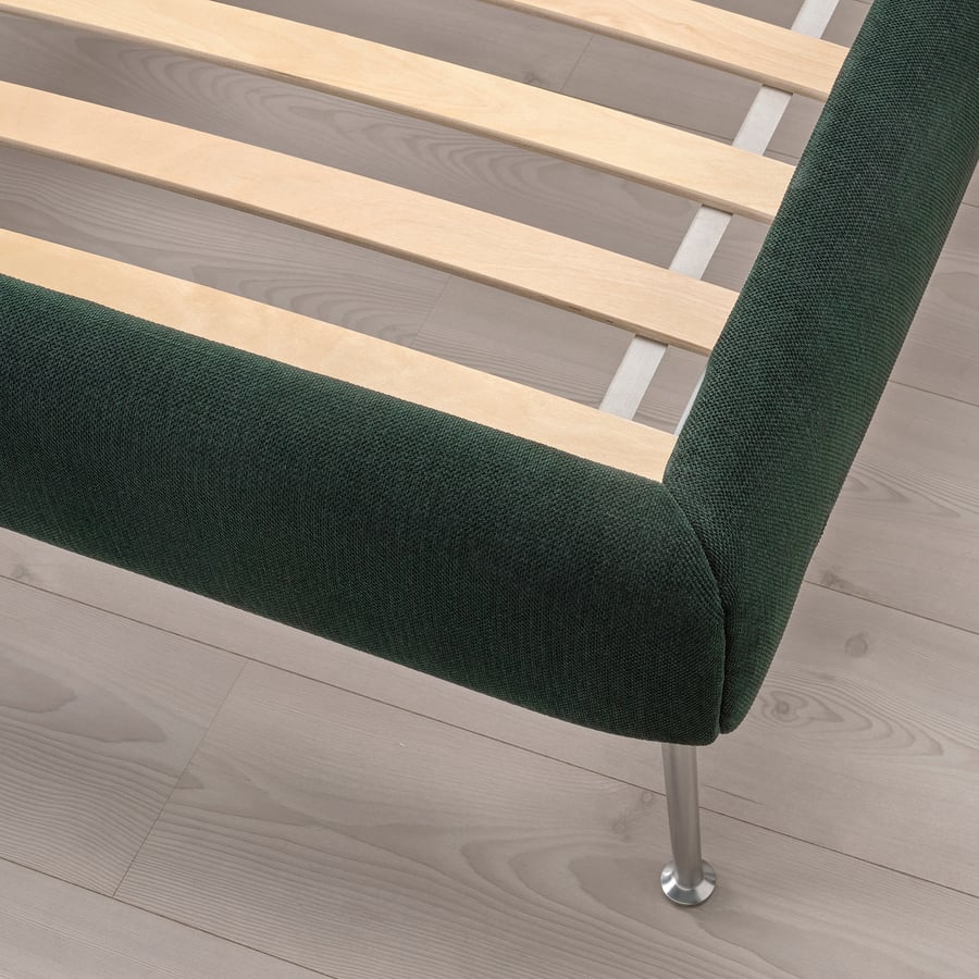 TUFJORD upholstered bed frame, Tallmyra dark green, Standard Double IKEA