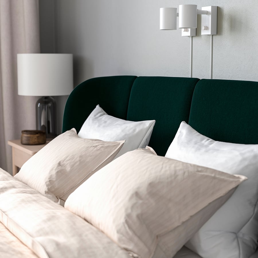 TUFJORD upholstered bed frame, Tallmyra dark green, Standard Double IKEA