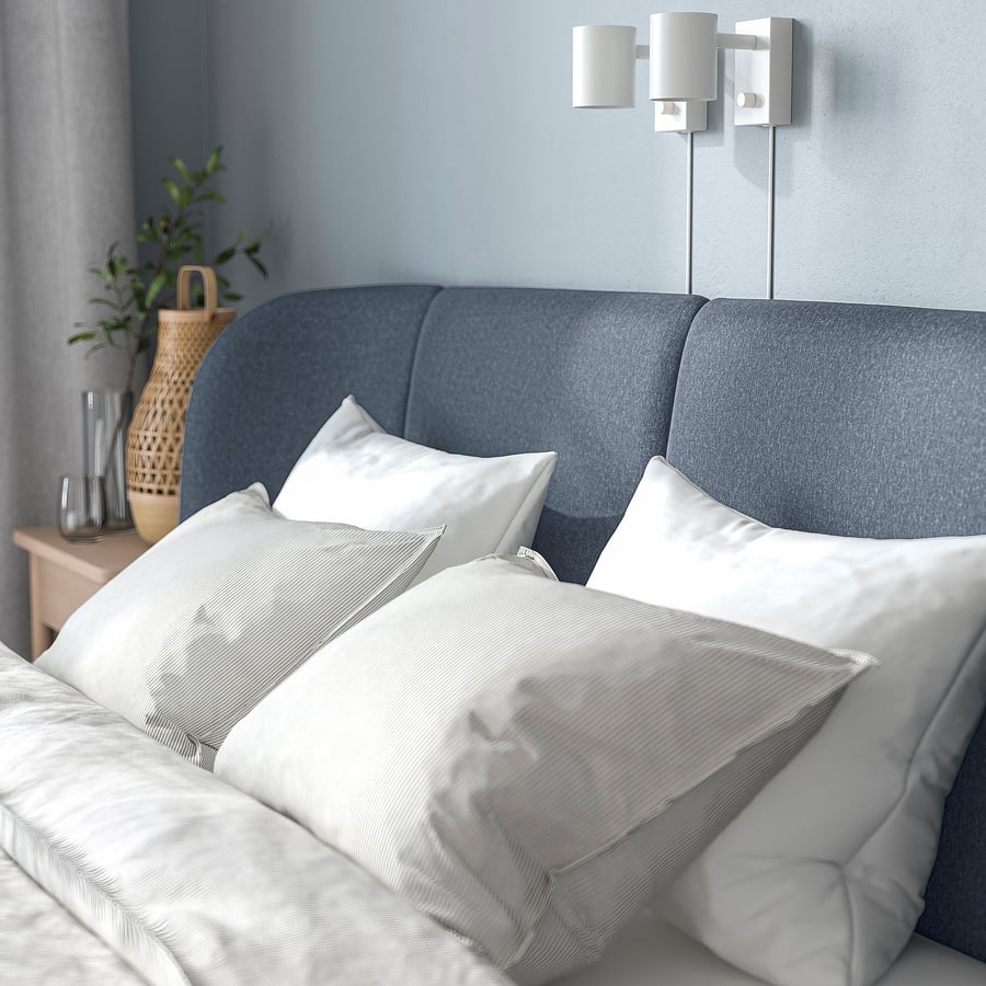 TUFJORD upholstered storage bed, Gunnared blue, Standard King IKEA