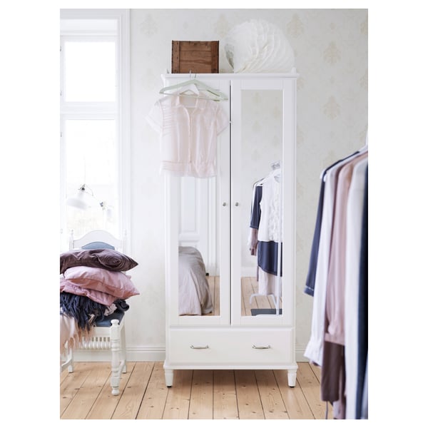 Tyssedal Wardrobe White Mirror Glass Ikea