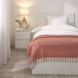 ULLTISTEL Throw, red-brown/white, 130x170 cm