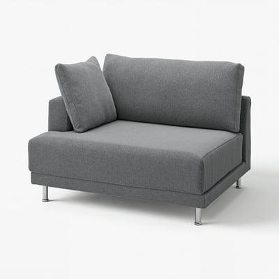 Modern grey UPPÅKRA sofa; sleek design, 1. 5-seat module, chrome legs, comfortable texture.