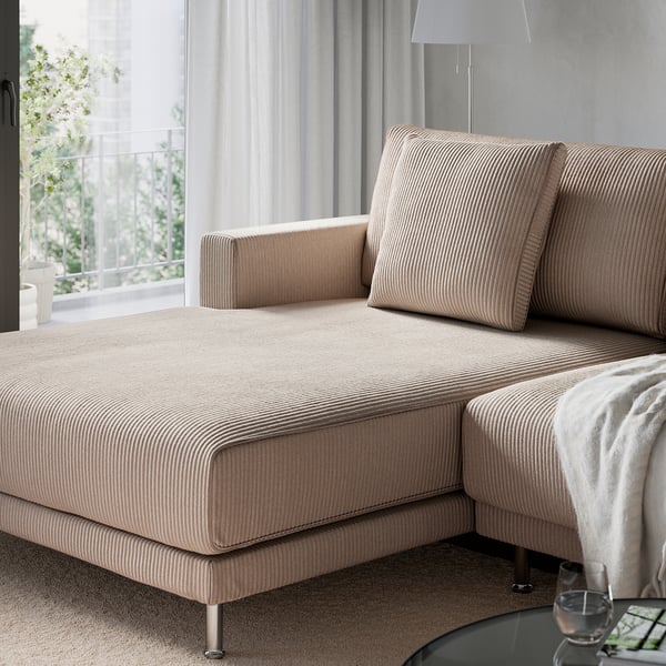 UPPÅKRA 3-seat modular sofa, with chaise longue, left/Samsala grey-beige