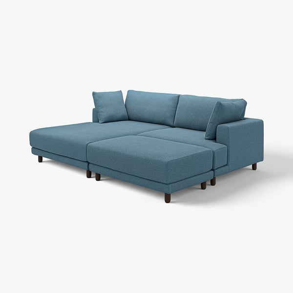 UPPÅKRA sectional sofa, light blue, fabric, rectangular, minimalist design.