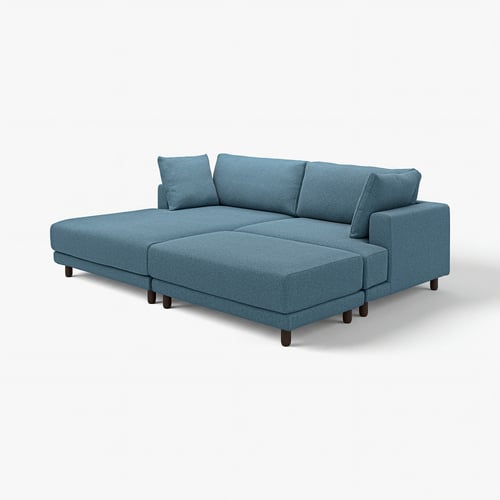 UPPÅKRA sectional sofa, light blue, fabric, rectangular, minimalist design.