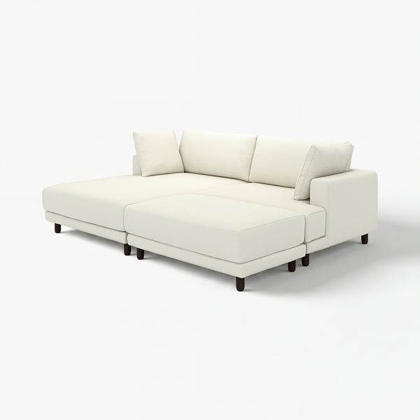 Modern UPPÅKRA cream sectional sofa with wooden legs, relaxed cushions.