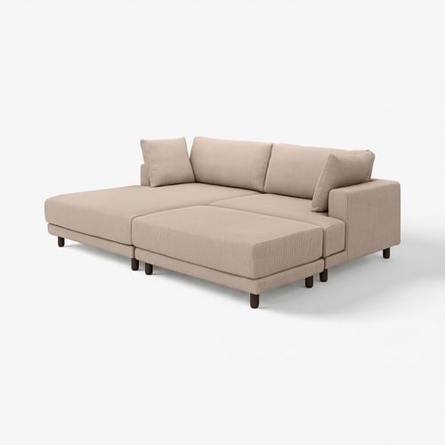 UPPÅKRA 3-seat modular sofa, with chaise longue, left with footstool/Samsala grey-beige