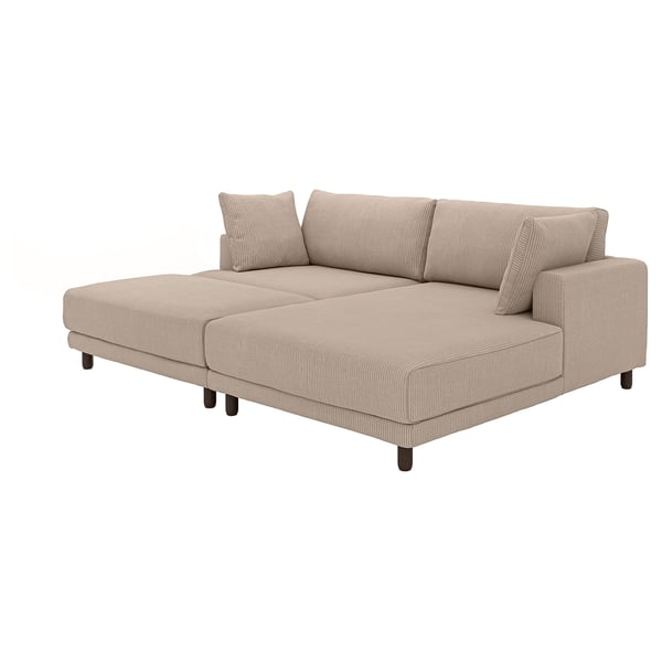 UPPÅKRA 3-seat modular sofa, with chaise longue, right with footstool/Samsala grey-beige