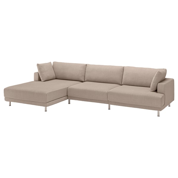 UPPÅKRA 4,5-seat modular sofa, with chaise longue, left/Samsala grey-beige