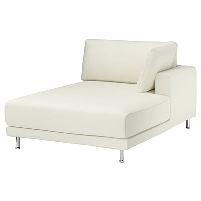 A sleek white UPPÅKRA chaise lounge with a modern design, featuring smooth lines and supportive armrests, upholstered in soft axvall fabric.