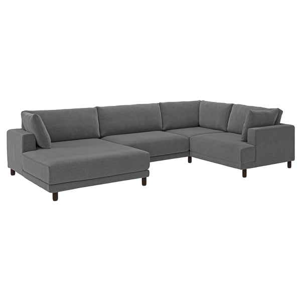 UPPÅKRA U-shaped sofa, 4,5-seat, with chaise longue, left/Johanneshov dark grey