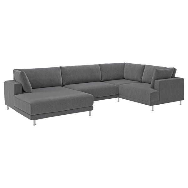 UPPÅKRA U-shaped sofa, 4,5-seat, with chaise longue, left/Johanneshov dark grey