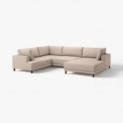 UPPÅKRA U-shaped sofa, 4,5-seat, with chaise longue, right/Samsala grey-beige