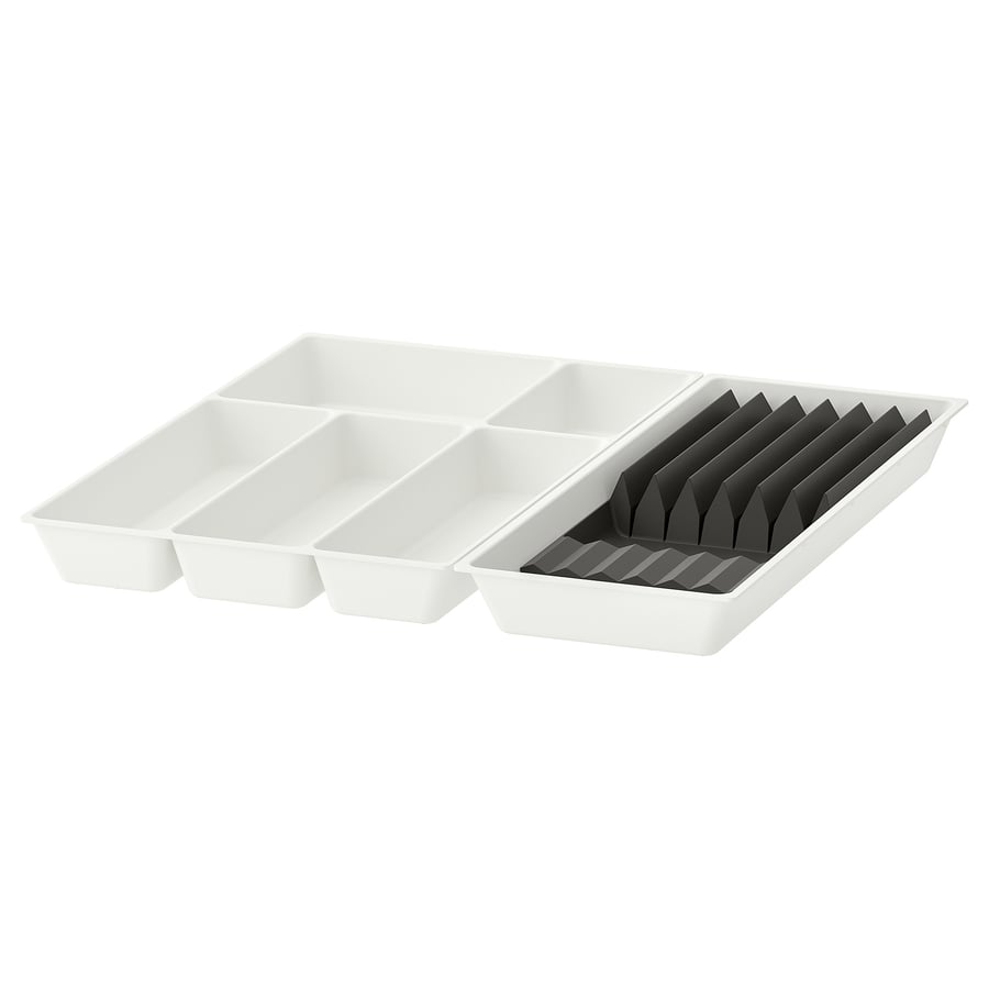 UPPDATERA cutlery tray/tray with knife rack, white/anthracite, 52x50 cm