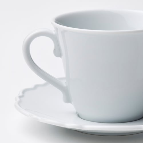 UPPLAGA cup with saucer, white, 23 cl IKEA