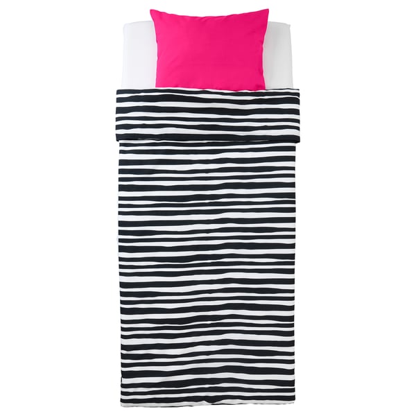 URSKOG zebra, striped, Quilt cover and pillowcase, 150x200/50x80 cm IKEA