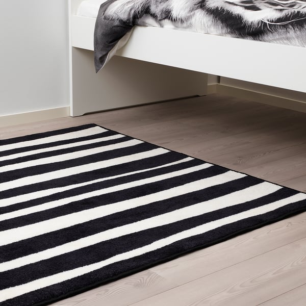 URSKOG zebra, striped, Rug, low pile, 133x133 cm IKEA