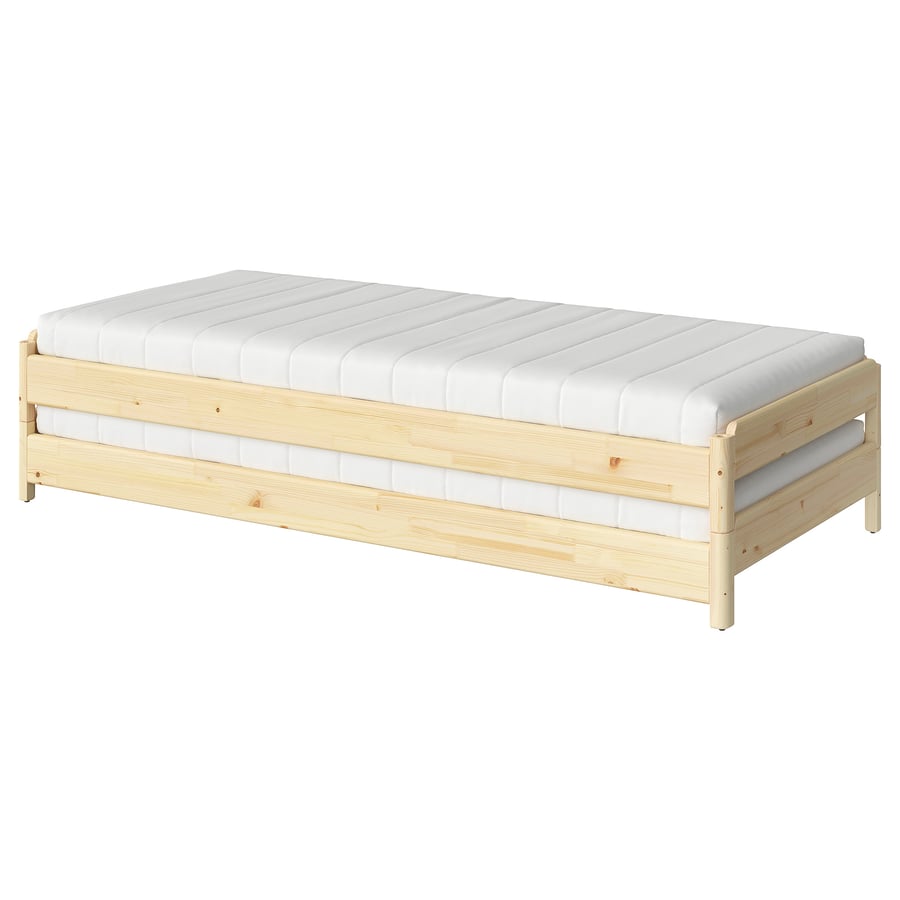 UTÅKER Stackable bed with 2 mattresses, pine/Åsvang firm, 80x200 cm IKEA