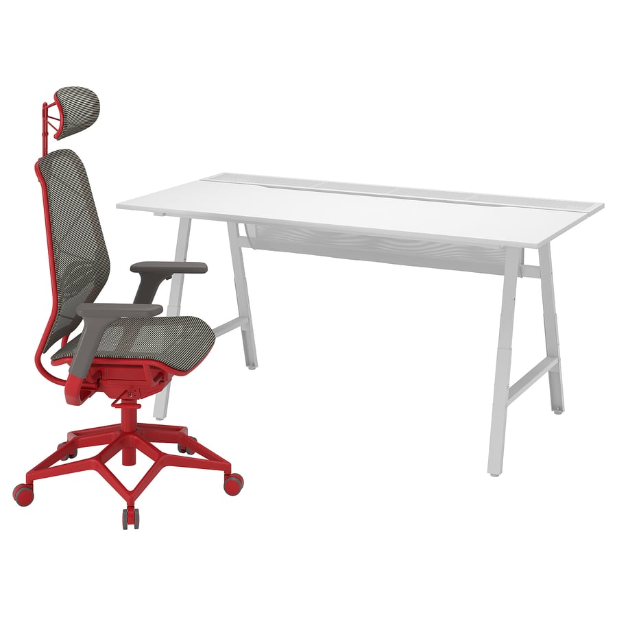 UTESPELARE / STYRSPEL Gaming desk and chair, light grey grey/red IKEA