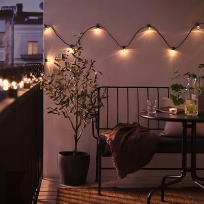 UTSUND LED lighting chain with 24 bulbs, outdoor black