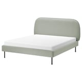 VADHEIM Upholstered bed frame, Gunnared light green, Standard Double