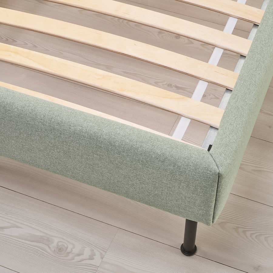 VADHEIM Gunnared Light green, king upholstered bed frame IKEA