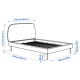 VADHEIM Upholstered bed frame, Gunnared light green, Standard King