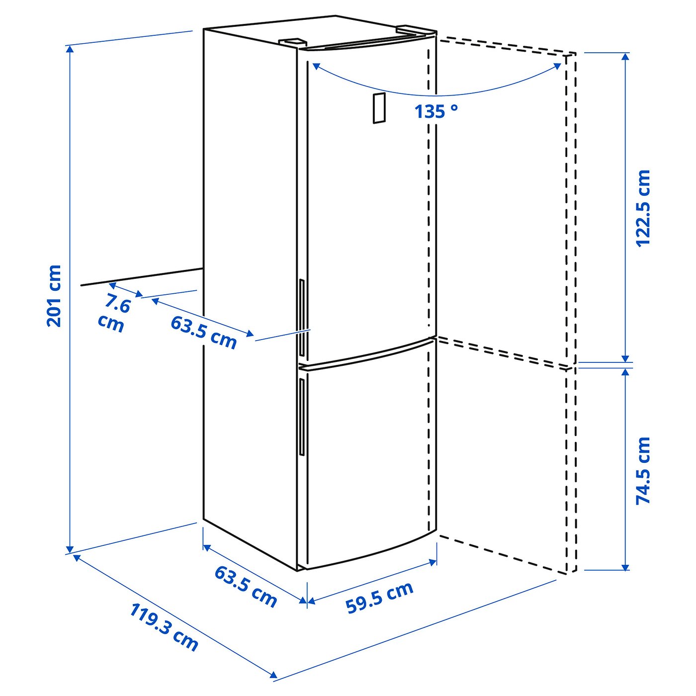 700 litre fridge dimensions