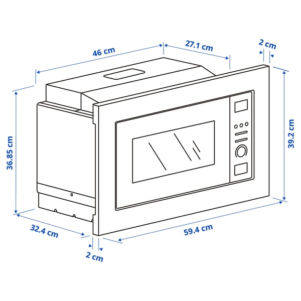 MEDELNIVÅ Over-the-range microwave, black Stainless steel - IKEA