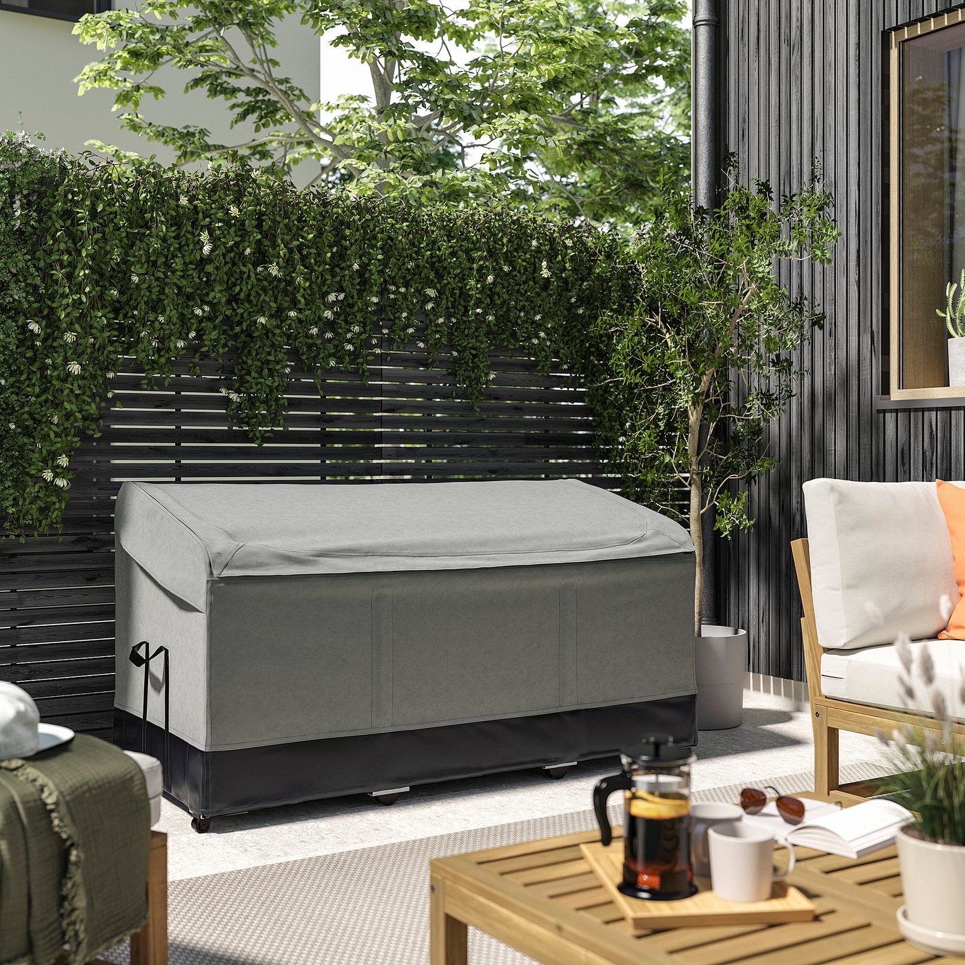 VÄTTERSÖ garden storage box, dark grey, 156x72x79 cm IKEA UK